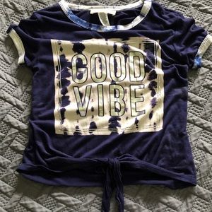 Dark blue good vibe tie dye accent shirt